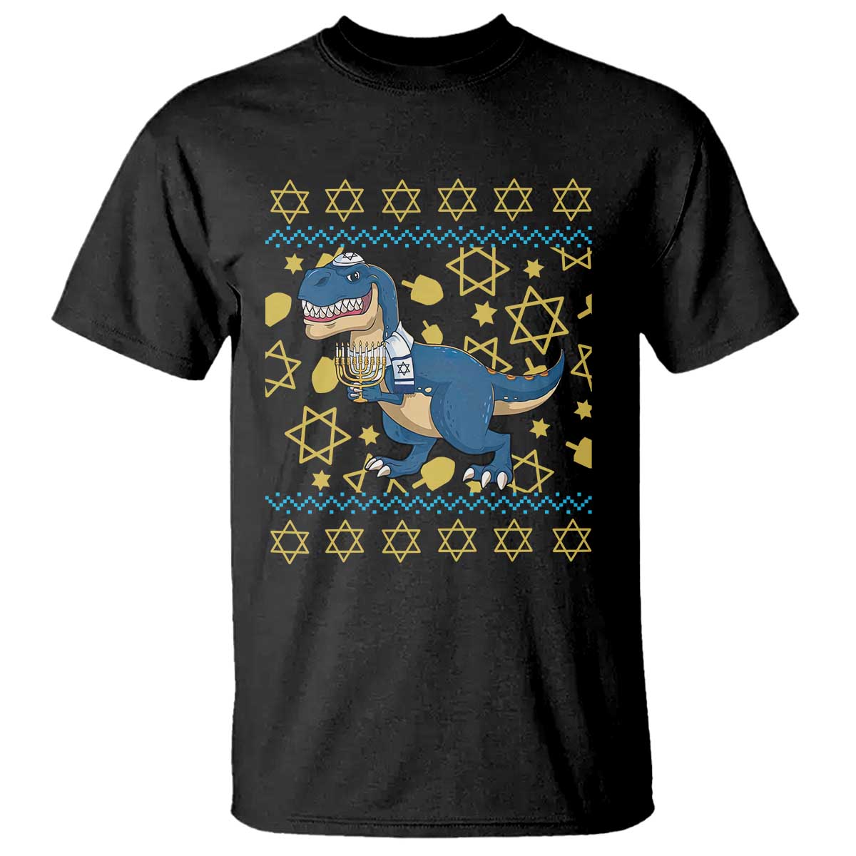 Funny Hanukkah Dinosaur Lover Ugly Sweater T Shirt Festival Of Lights Gift - Wonder Print Shop