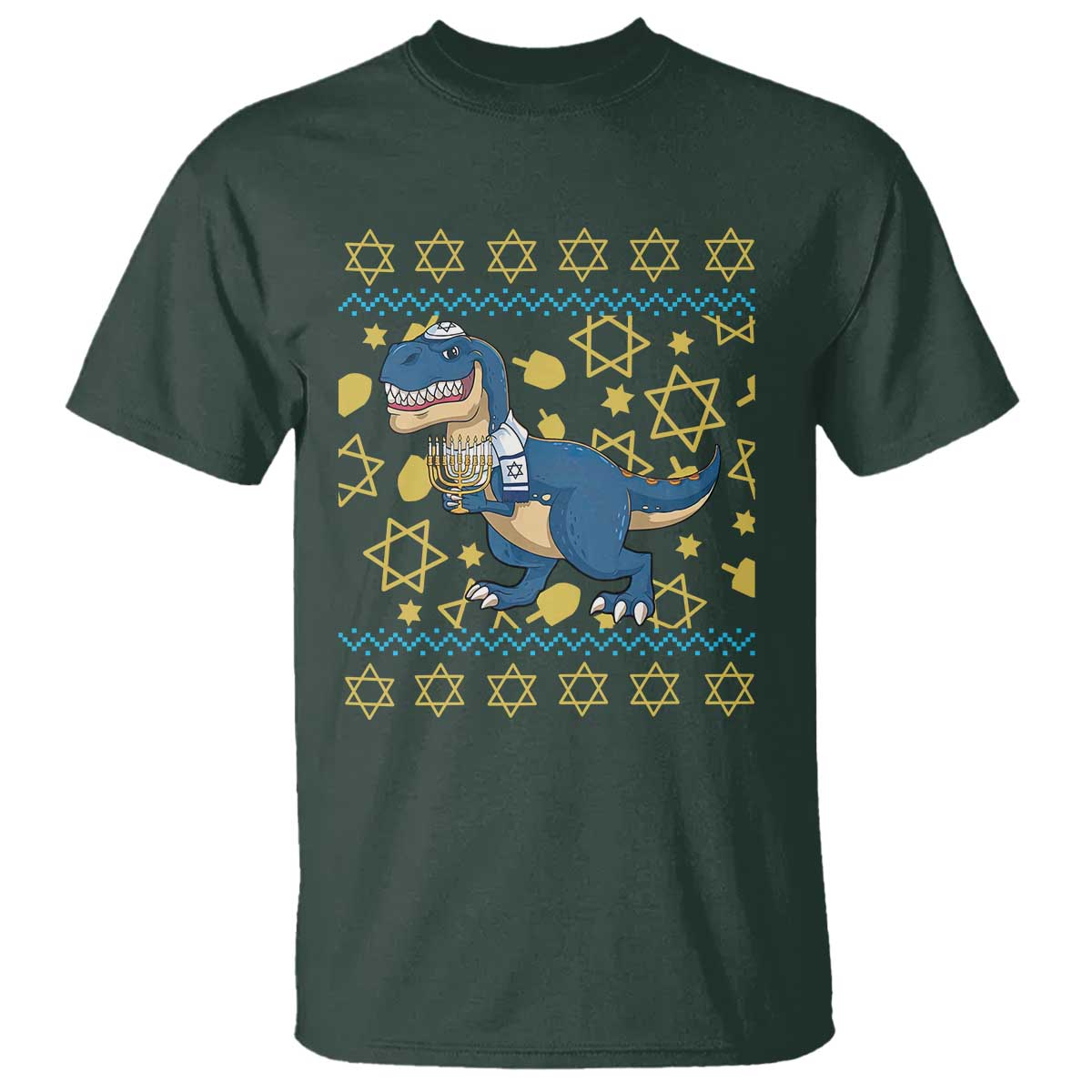Funny Hanukkah Dinosaur Lover Ugly Sweater T Shirt Festival Of Lights Gift - Wonder Print Shop