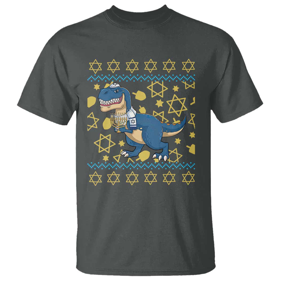 Funny Hanukkah Dinosaur Lover Ugly Sweater T Shirt Festival Of Lights Gift - Wonder Print Shop