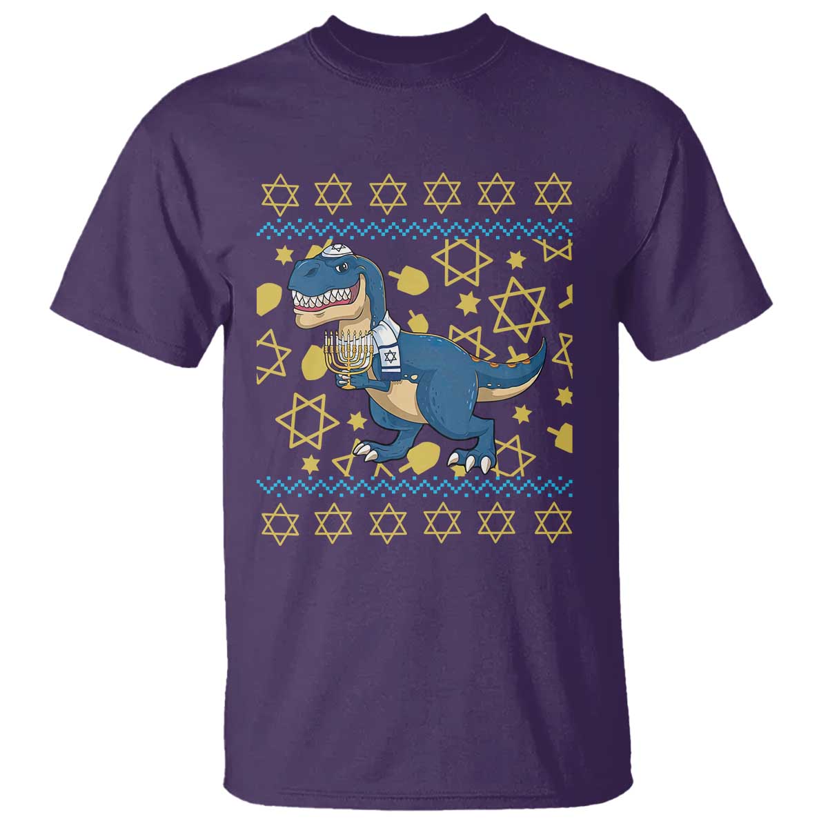 Funny Hanukkah Dinosaur Lover Ugly Sweater T Shirt Festival Of Lights Gift - Wonder Print Shop