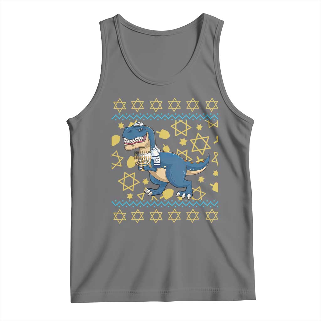 Funny Hanukkah Dinosaur Lover Ugly Sweater Tank Top Festival Of Lights Gift - Wonder Print Shop