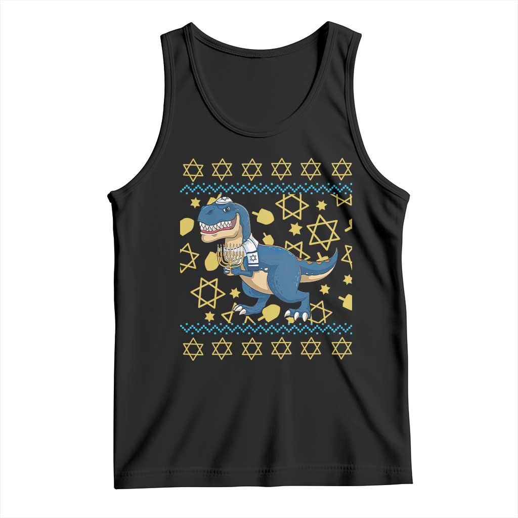Funny Hanukkah Dinosaur Lover Ugly Sweater Tank Top Festival Of Lights Gift - Wonder Print Shop