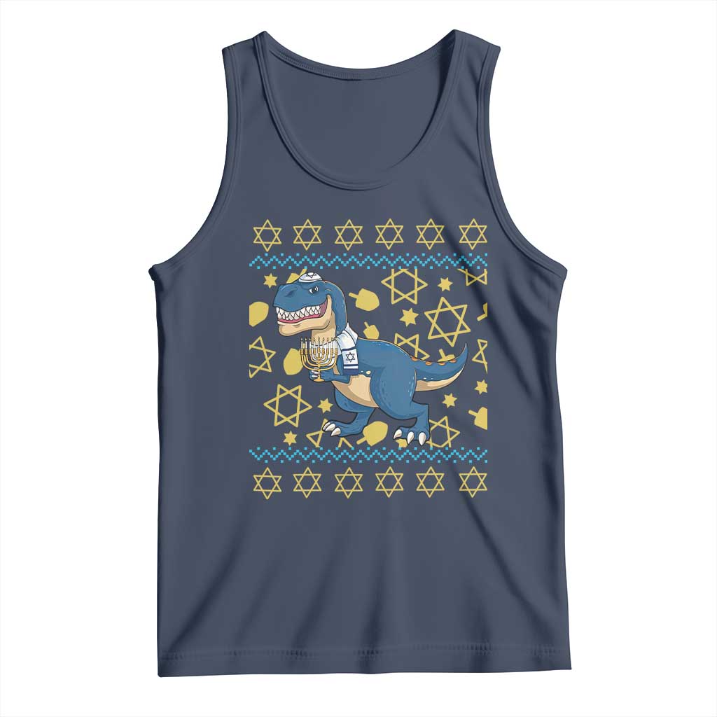 Funny Hanukkah Dinosaur Lover Ugly Sweater Tank Top Festival Of Lights Gift - Wonder Print Shop