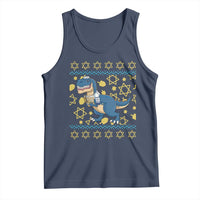 Funny Hanukkah Dinosaur Lover Ugly Sweater Tank Top Festival Of Lights Gift - Wonder Print Shop