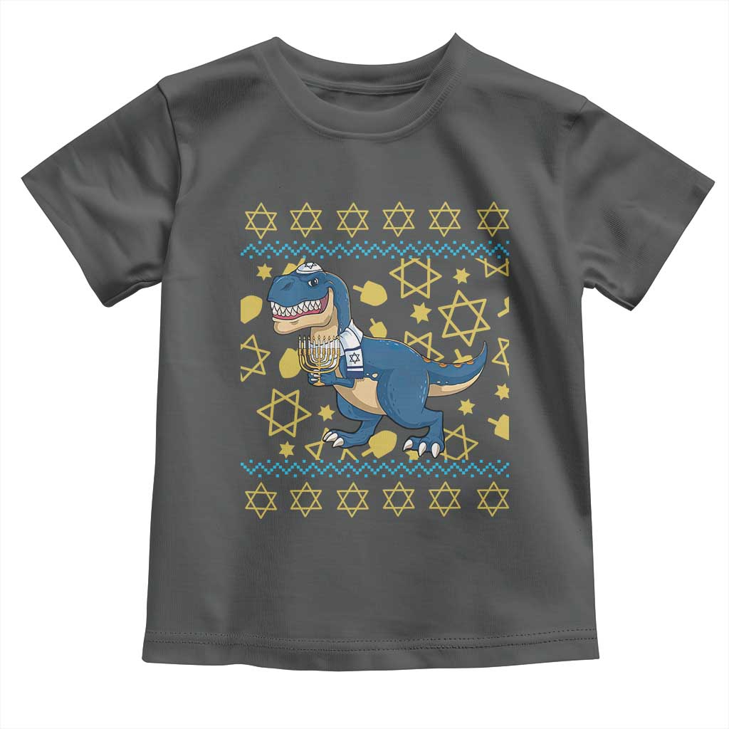 Funny Hanukkah Dinosaur Lover Ugly Sweater Toddler T Shirt Festival Of Lights Gift - Wonder Print Shop