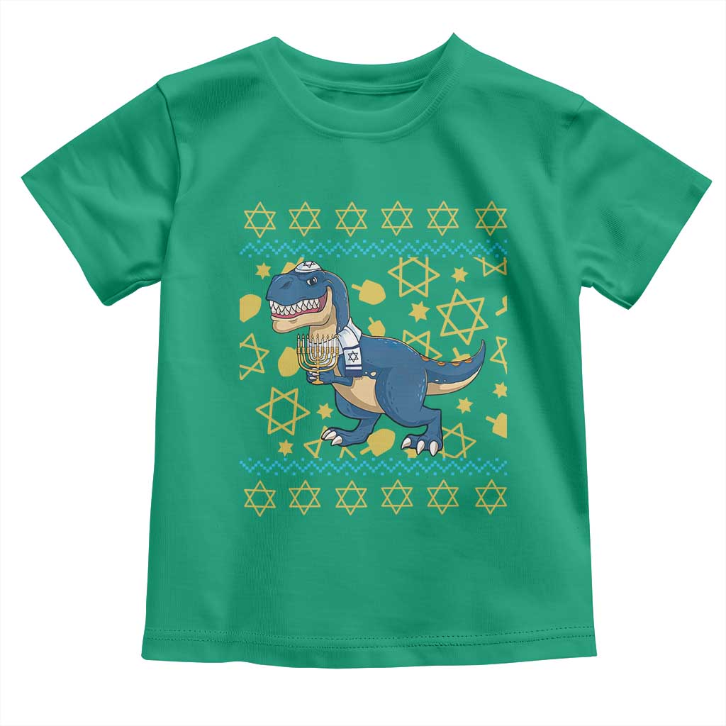 Funny Hanukkah Dinosaur Lover Ugly Sweater Toddler T Shirt Festival Of Lights Gift - Wonder Print Shop