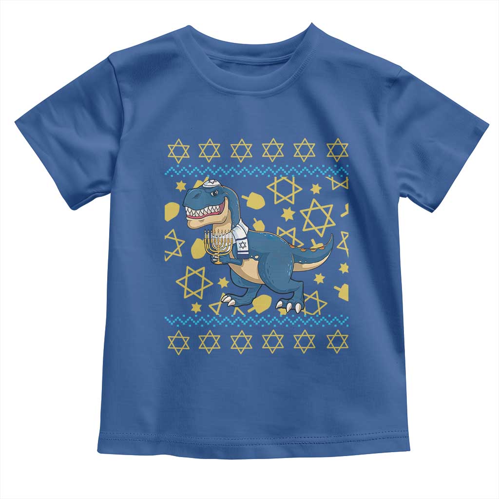 Funny Hanukkah Dinosaur Lover Ugly Sweater Toddler T Shirt Festival Of Lights Gift - Wonder Print Shop