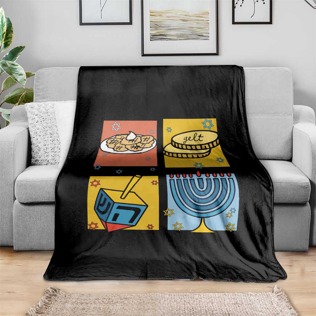 Hanukkah Throw Blanket Festival Of Lights Dreidel Menorah Candle Star Gift - Wonder Print Shop