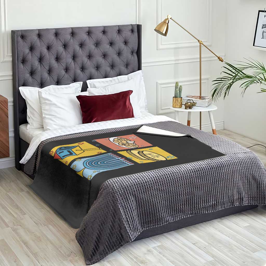 Hanukkah Throw Blanket Festival Of Lights Dreidel Menorah Candle Star Gift - Wonder Print Shop