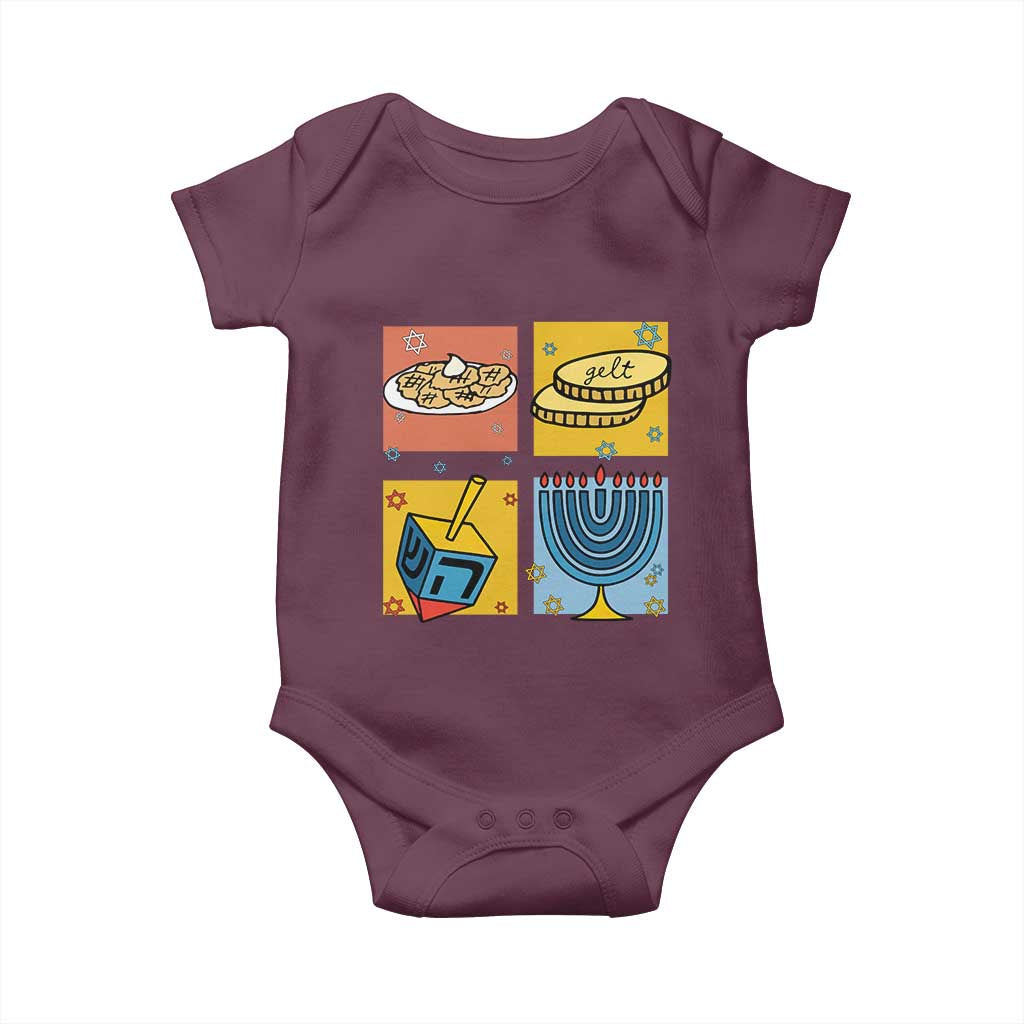Hanukkah Baby Onesie Festival Of Lights Dreidel Menorah Candle Star Gift - Wonder Print Shop