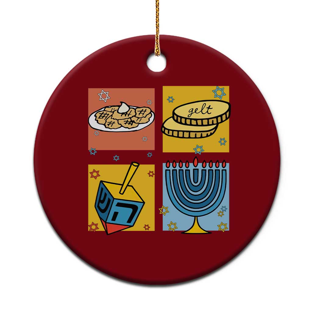 Hanukkah Ceramic Ornament Festival Of Lights Dreidel Menorah Candle Star Gift - Wonder Print Shop