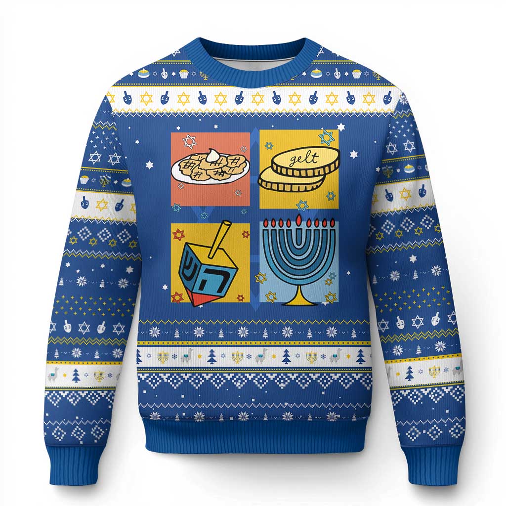 Festival Of Lights Hanukkah Ugly Sweater Dreidel Menorah Candle Star Gift - Wonder Print Shop