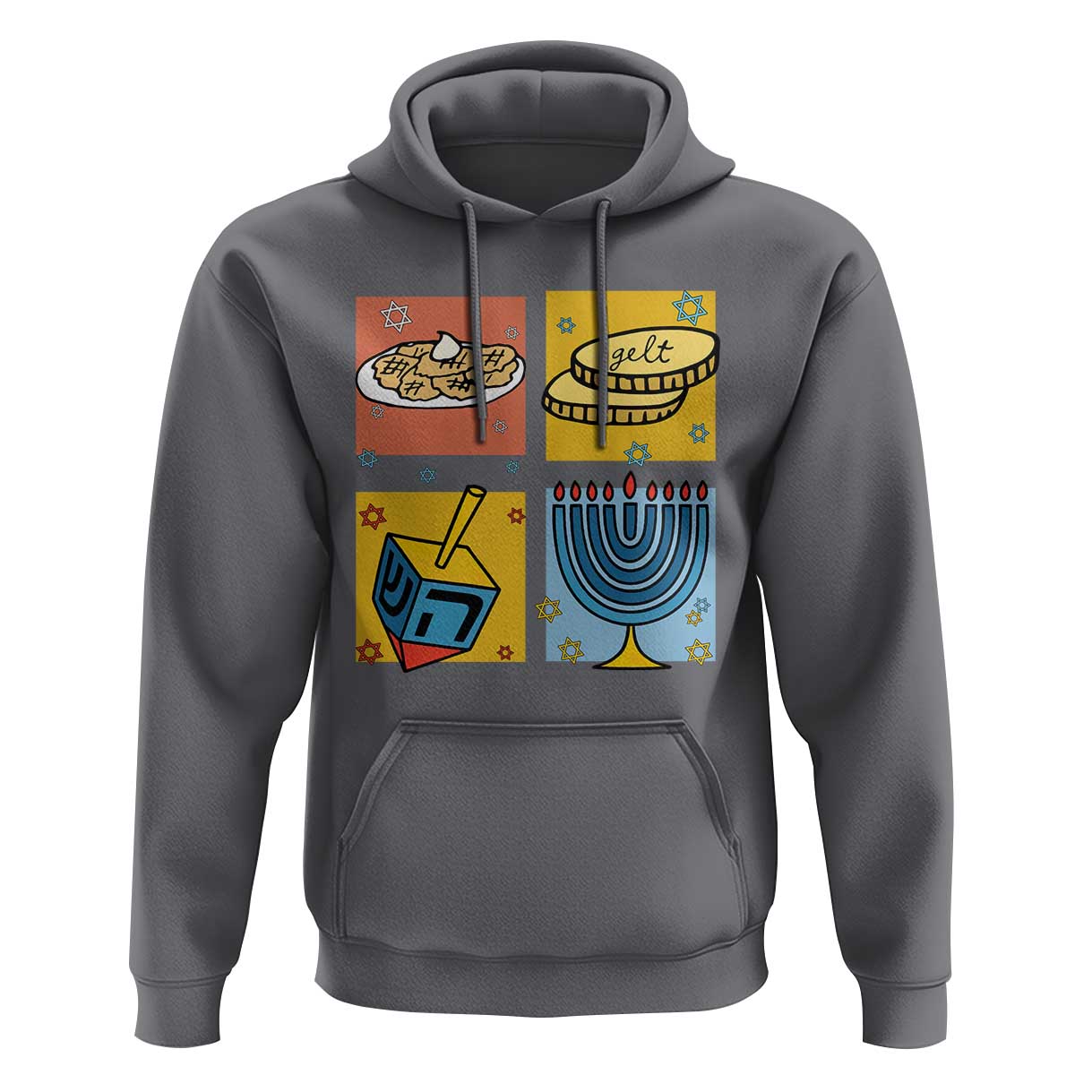 Hanukkah Hoodie Festival Of Lights Dreidel Menorah Candle Star Gift - Wonder Print Shop