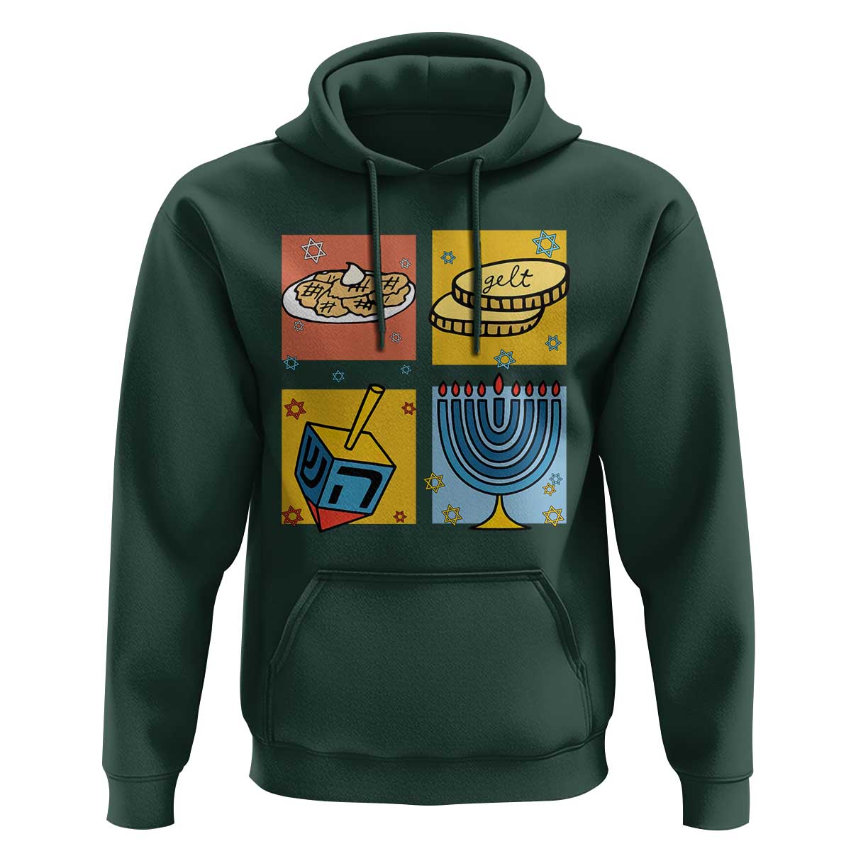 Hanukkah Hoodie Festival Of Lights Dreidel Menorah Candle Star Gift - Wonder Print Shop
