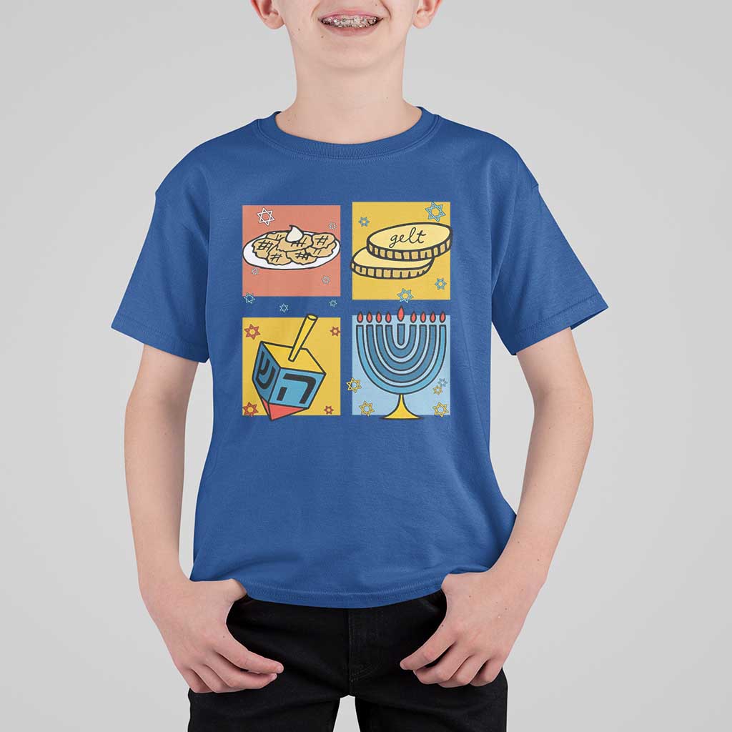 Hanukkah T Shirt For Kid Festival Of Lights Dreidel Menorah Candle Star Gift - Wonder Print Shop