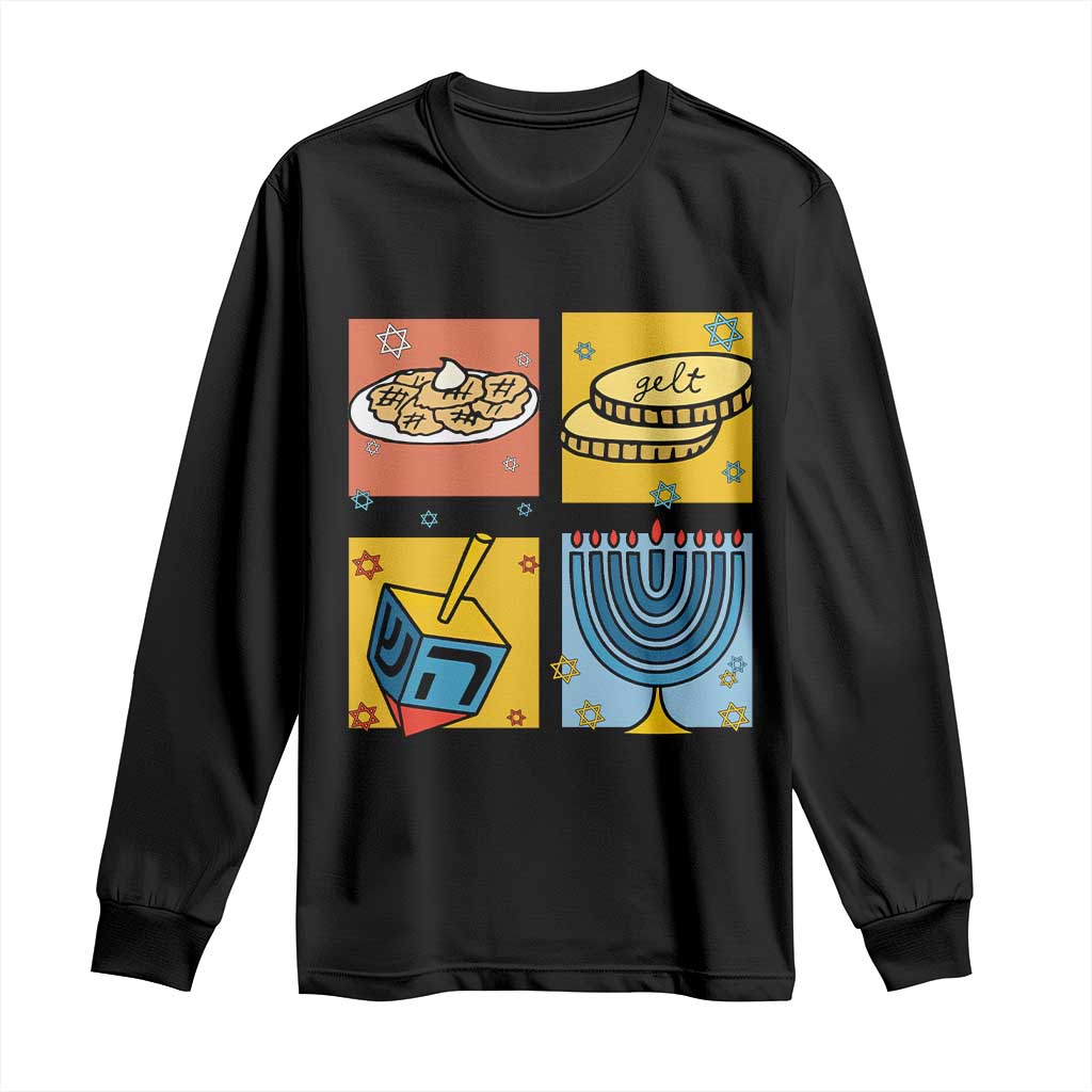 Hanukkah Long Sleeve Shirt Festival Of Lights Dreidel Menorah Candle Star Gift - Wonder Print Shop