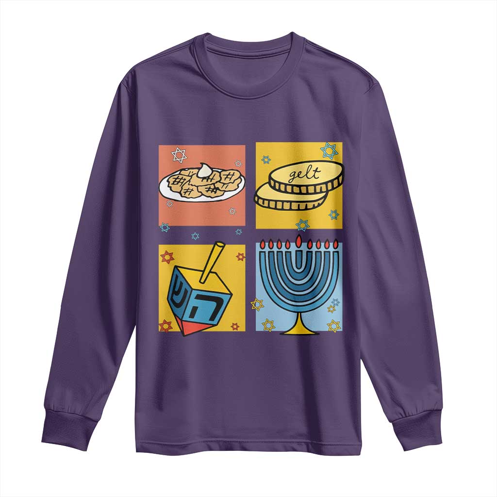 Hanukkah Long Sleeve Shirt Festival Of Lights Dreidel Menorah Candle Star Gift - Wonder Print Shop