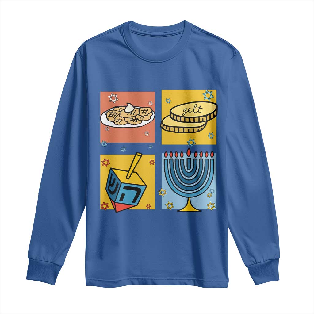 Hanukkah Long Sleeve Shirt Festival Of Lights Dreidel Menorah Candle Star Gift - Wonder Print Shop