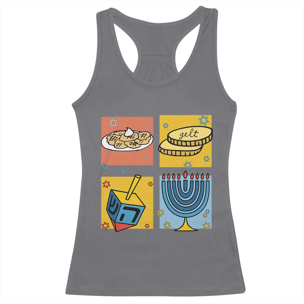 Hanukkah Racerback Tank Top Festival Of Lights Dreidel Menorah Candle Star Gift - Wonder Print Shop