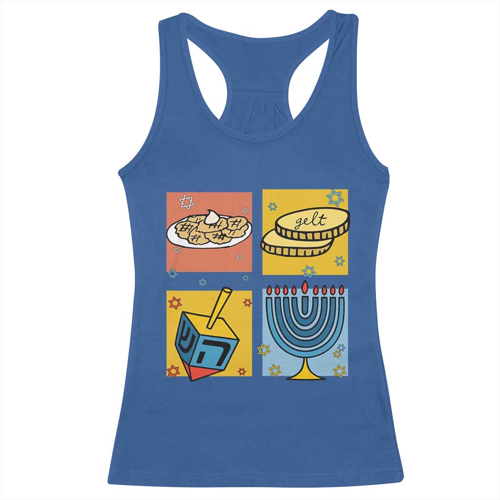 Hanukkah Racerback Tank Top Festival Of Lights Dreidel Menorah Candle Star Gift - Wonder Print Shop