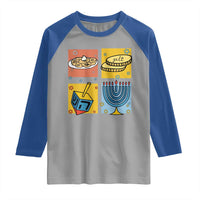 Hanukkah Raglan Shirt Festival Of Lights Dreidel Menorah Candle Star Gift - Wonder Print Shop