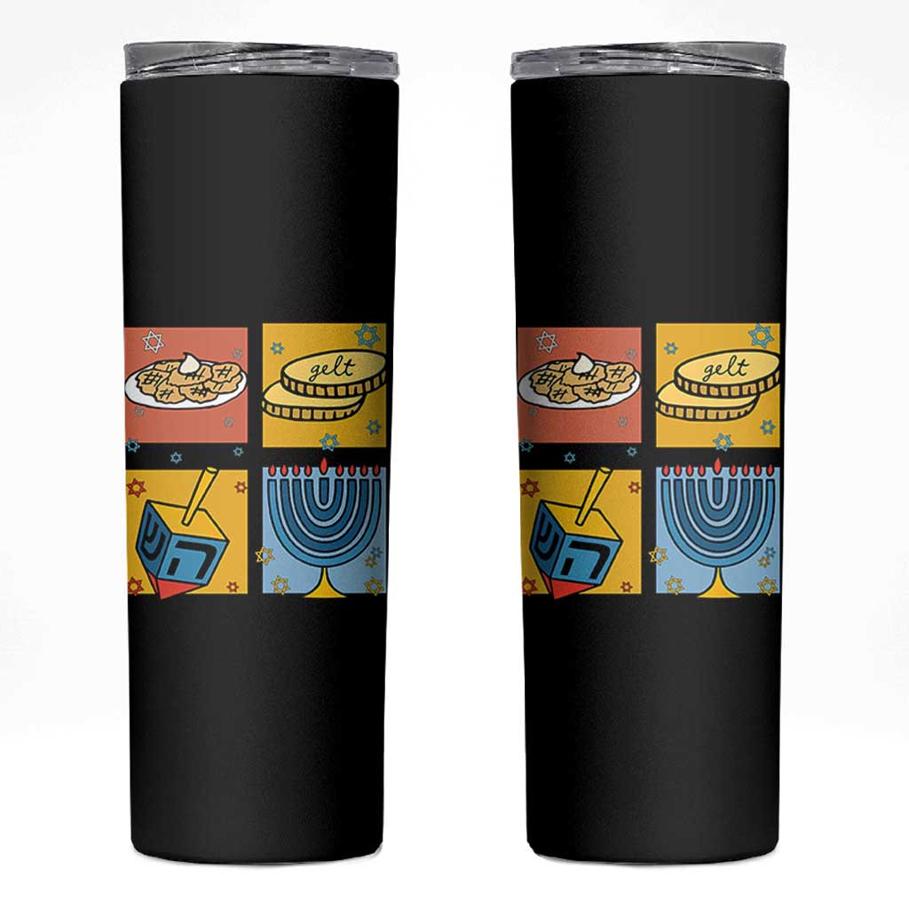Hanukkah Skinny Tumbler Festival Of Lights Dreidel Menorah Candle Star Gift - Wonder Print Shop