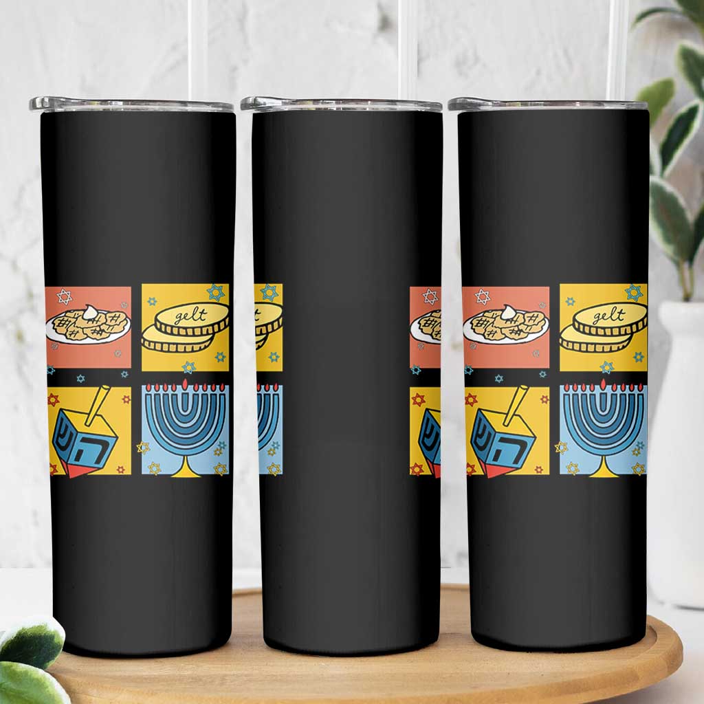 Hanukkah Skinny Tumbler Festival Of Lights Dreidel Menorah Candle Star Gift - Wonder Print Shop