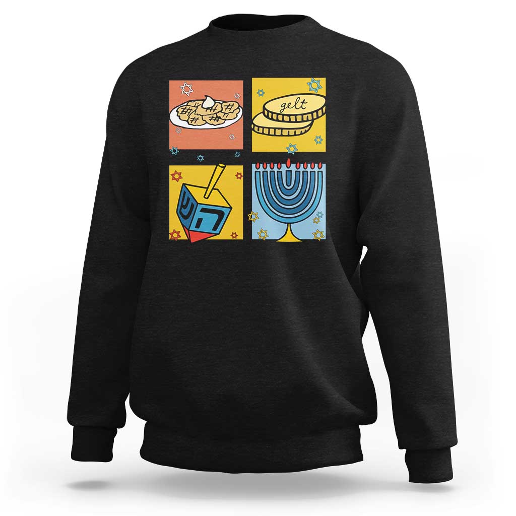 Hanukkah Sweatshirt Festival Of Lights Dreidel Menorah Candle Star Gift - Wonder Print Shop