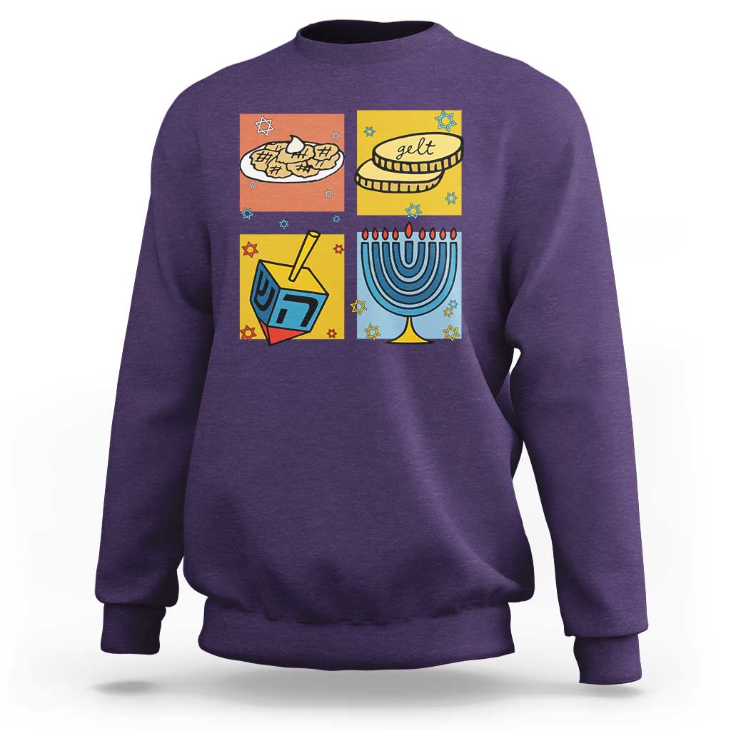 Hanukkah Sweatshirt Festival Of Lights Dreidel Menorah Candle Star Gift - Wonder Print Shop