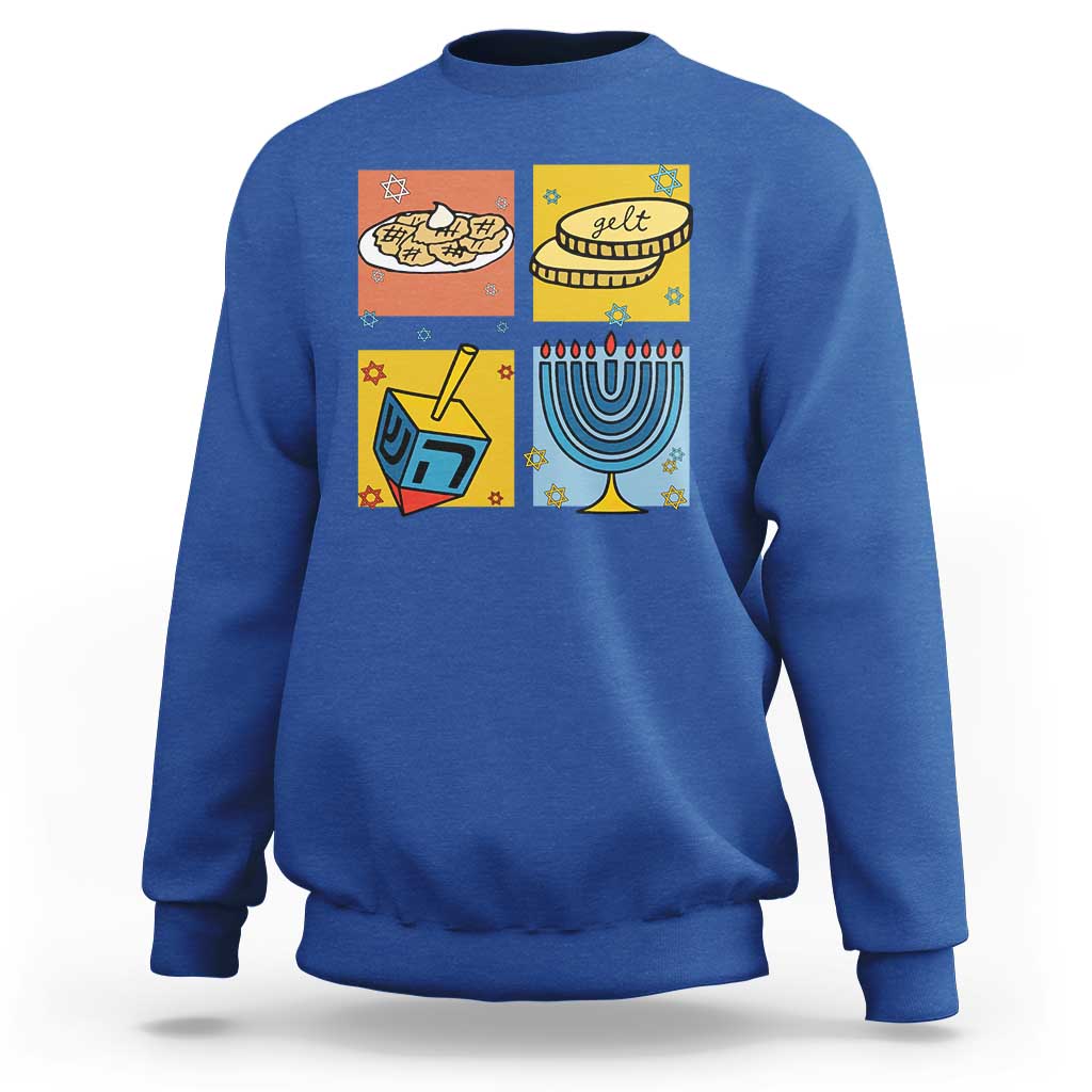 Hanukkah Sweatshirt Festival Of Lights Dreidel Menorah Candle Star Gift - Wonder Print Shop