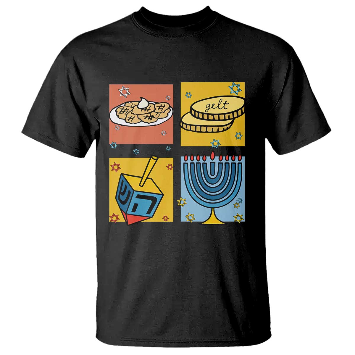 Hanukkah T Shirt Festival Of Lights Dreidel Menorah Candle Star Gift - Wonder Print Shop