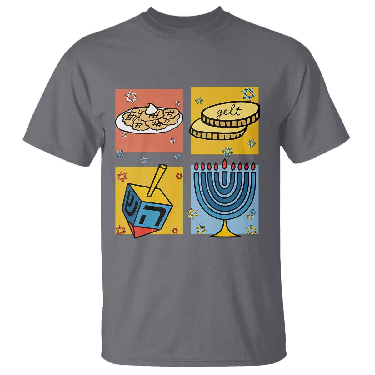Hanukkah T Shirt Festival Of Lights Dreidel Menorah Candle Star Gift - Wonder Print Shop