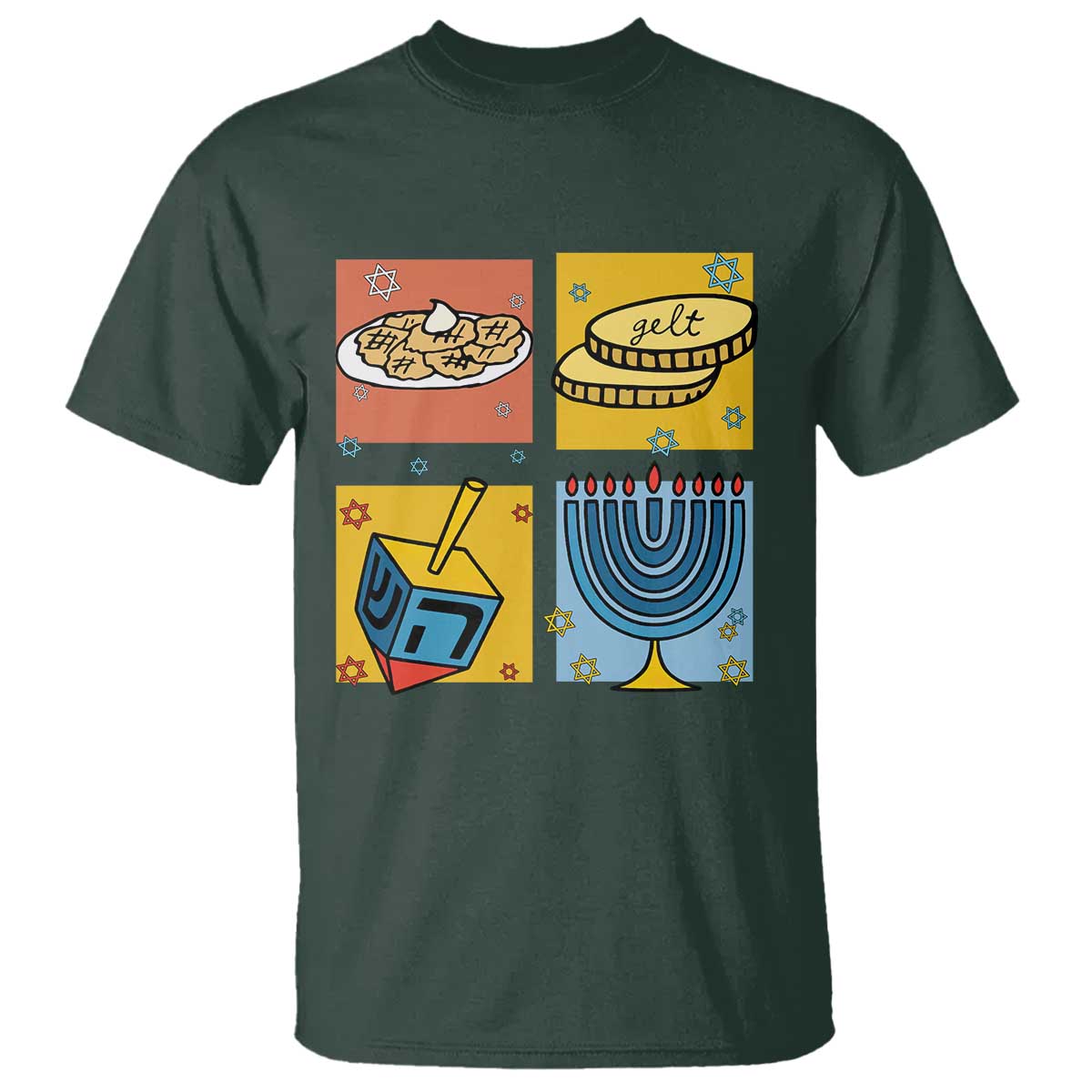 Hanukkah T Shirt Festival Of Lights Dreidel Menorah Candle Star Gift - Wonder Print Shop