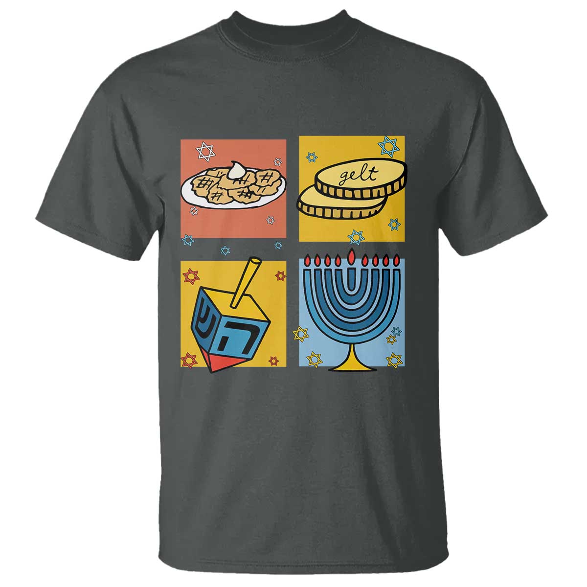 Hanukkah T Shirt Festival Of Lights Dreidel Menorah Candle Star Gift - Wonder Print Shop
