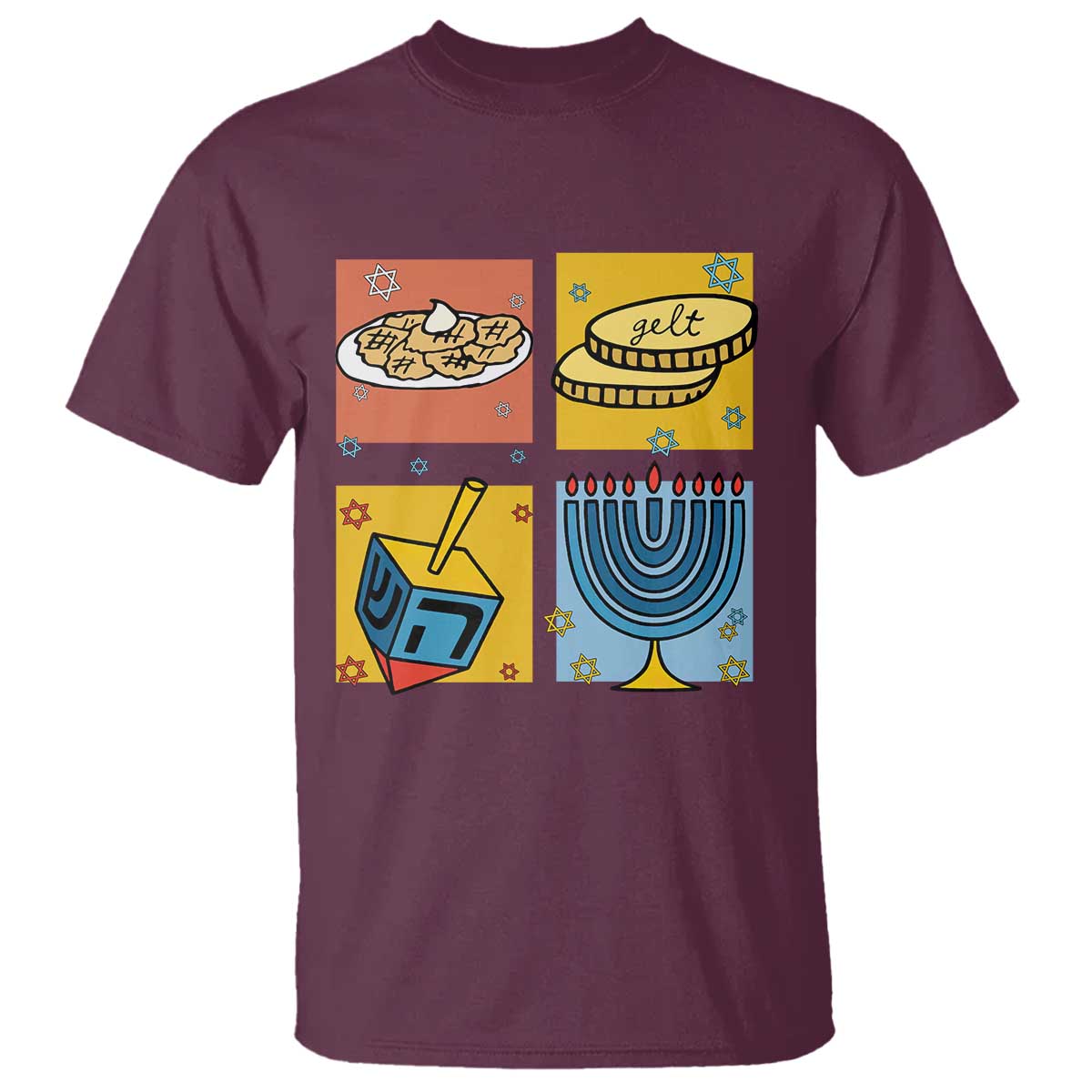 Hanukkah T Shirt Festival Of Lights Dreidel Menorah Candle Star Gift - Wonder Print Shop