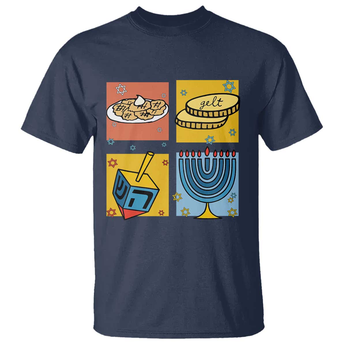Hanukkah T Shirt Festival Of Lights Dreidel Menorah Candle Star Gift - Wonder Print Shop