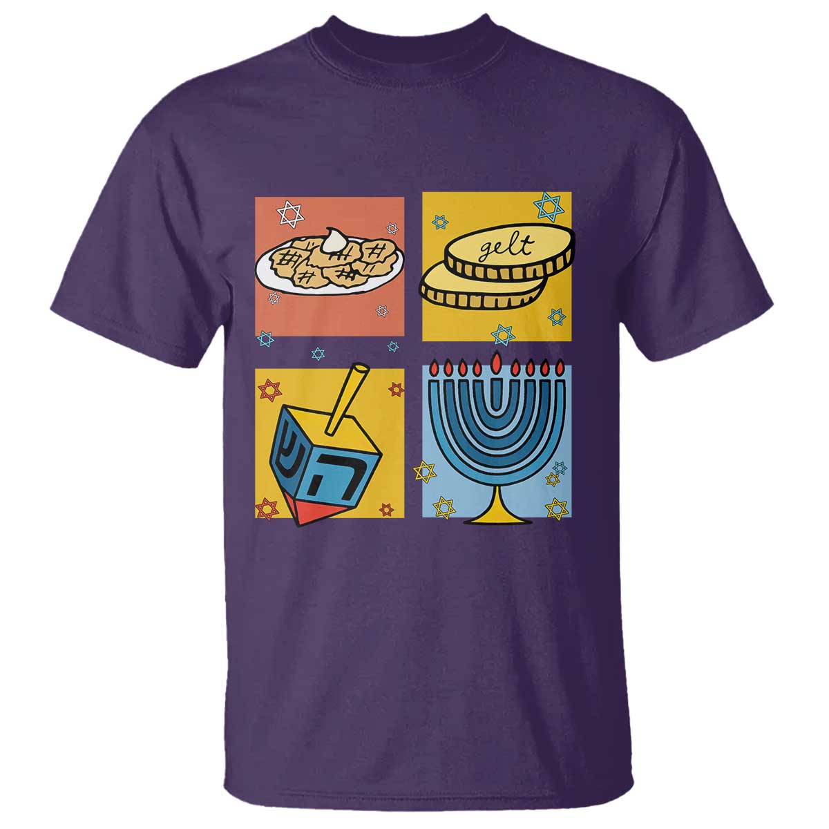 Hanukkah T Shirt Festival Of Lights Dreidel Menorah Candle Star Gift - Wonder Print Shop