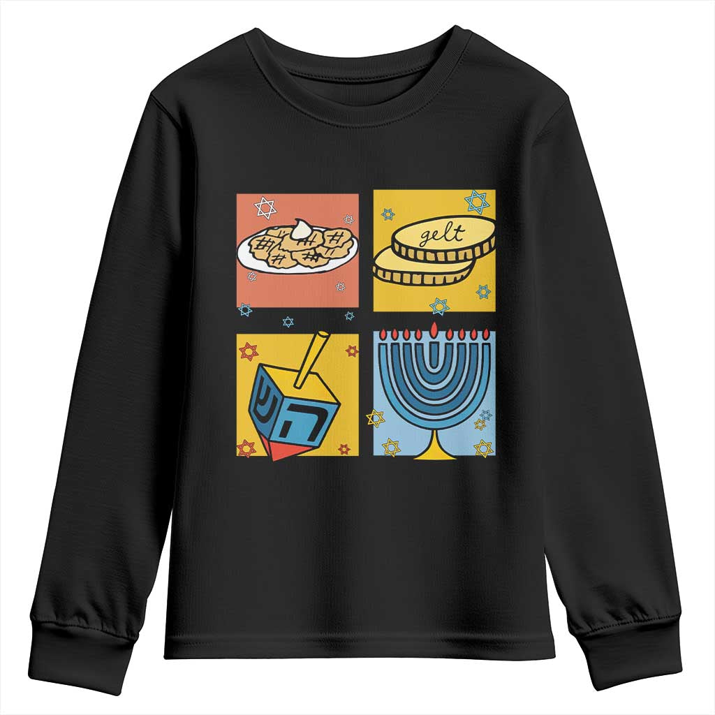 Hanukkah Youth Sweatshirt Festival Of Lights Dreidel Menorah Candle Star Gift - Wonder Print Shop