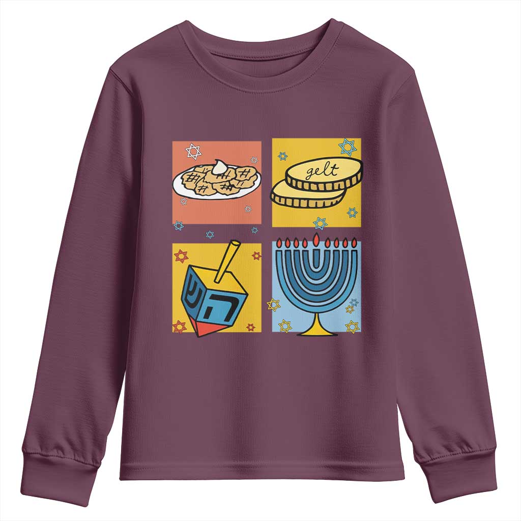 Hanukkah Youth Sweatshirt Festival Of Lights Dreidel Menorah Candle Star Gift - Wonder Print Shop