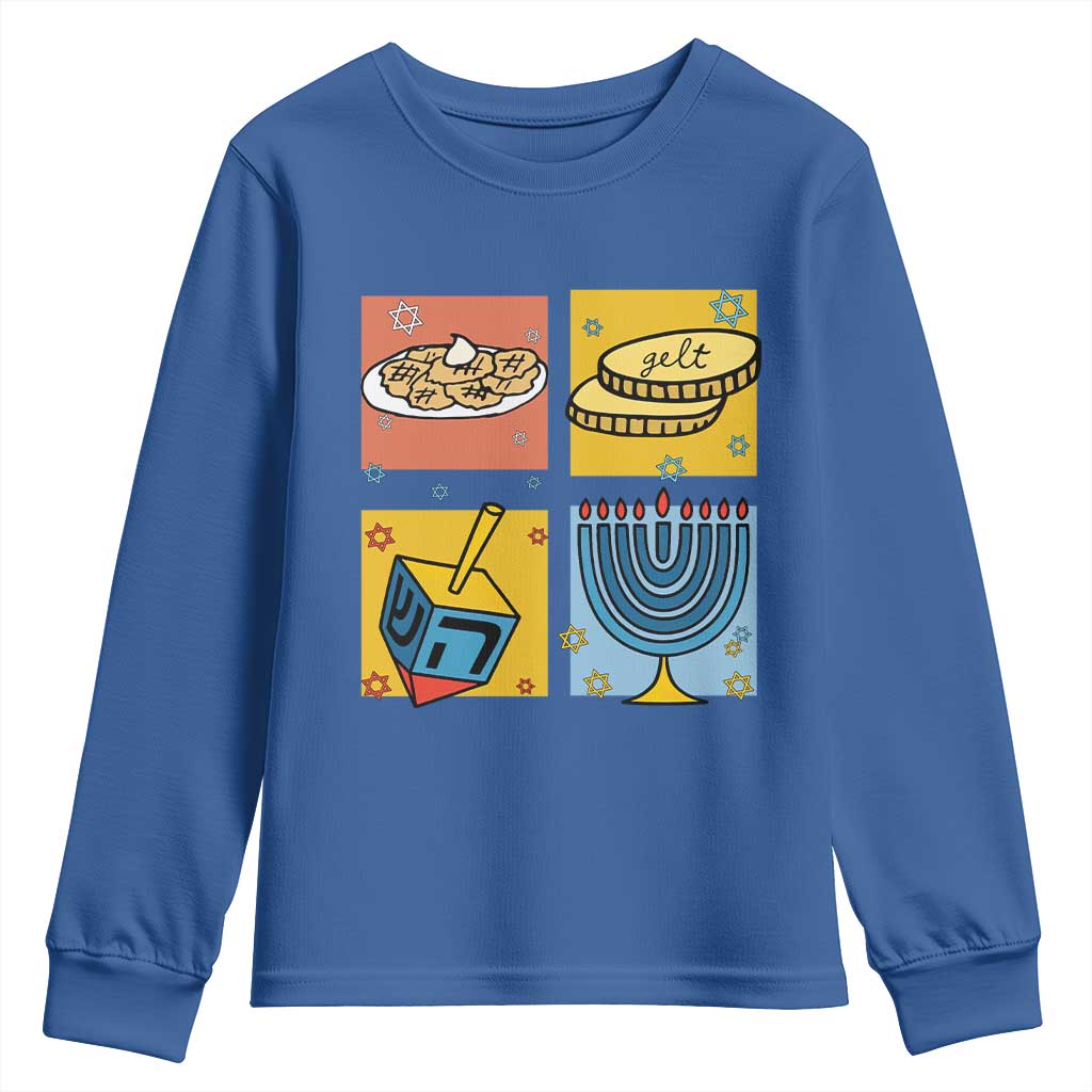 Hanukkah Youth Sweatshirt Festival Of Lights Dreidel Menorah Candle Star Gift - Wonder Print Shop
