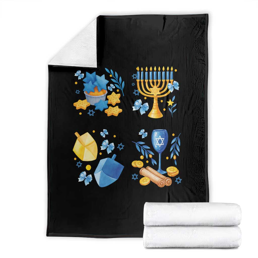Hanukkah Celebration Throw Blanket Menorah Star Of David Candle Dreidel Gift - Wonder Print Shop