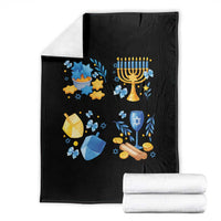 Hanukkah Celebration Throw Blanket Menorah Star Of David Candle Dreidel Gift - Wonder Print Shop