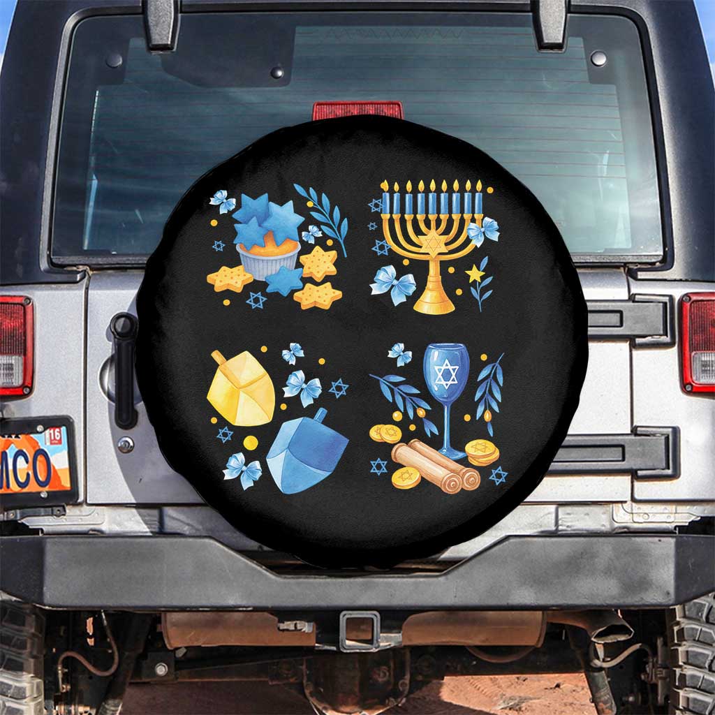 Hanukkah Celebration Spare Tire Cover Menorah Star Of David Candle Dreidel Gift - Wonder Print Shop