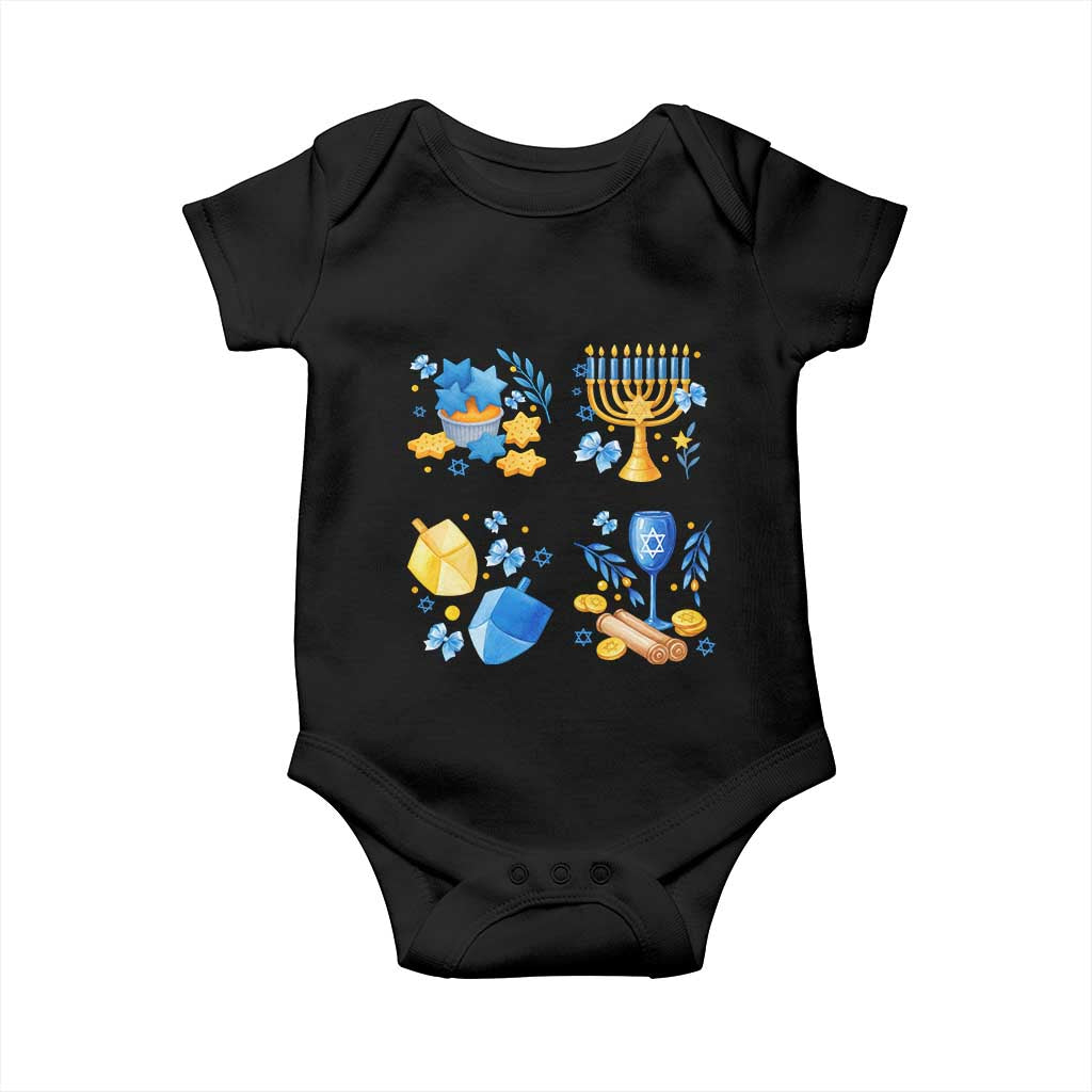 Hanukkah Celebration Baby Onesie Menorah Star Of David Candle Dreidel Gift - Wonder Print Shop