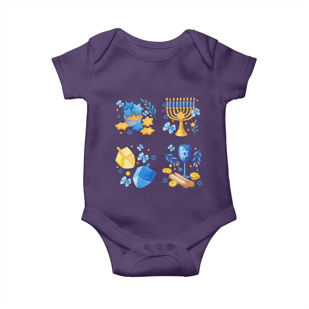 Hanukkah Celebration Baby Onesie Menorah Star Of David Candle Dreidel Gift - Wonder Print Shop