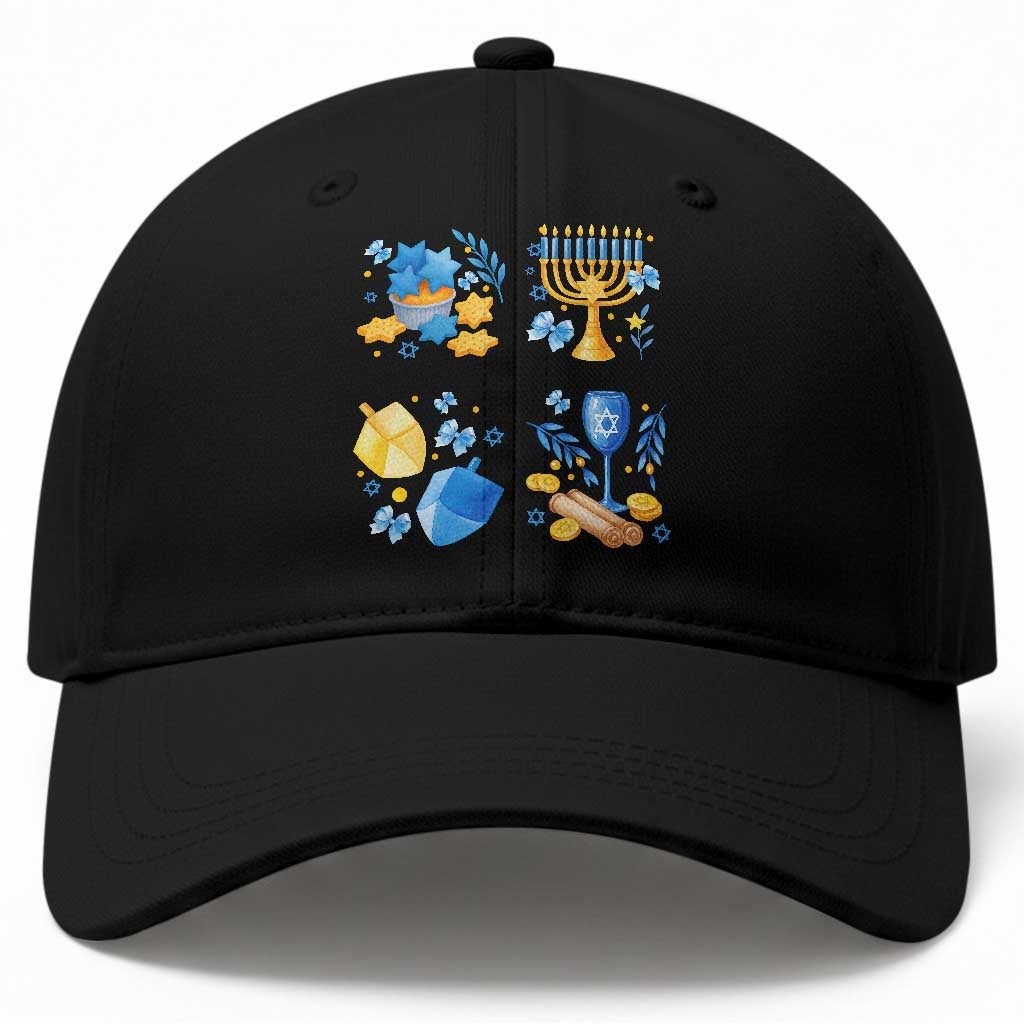 Hanukkah Celebration Baseball Cap Menorah Star Of David Candle Dreidel Gift