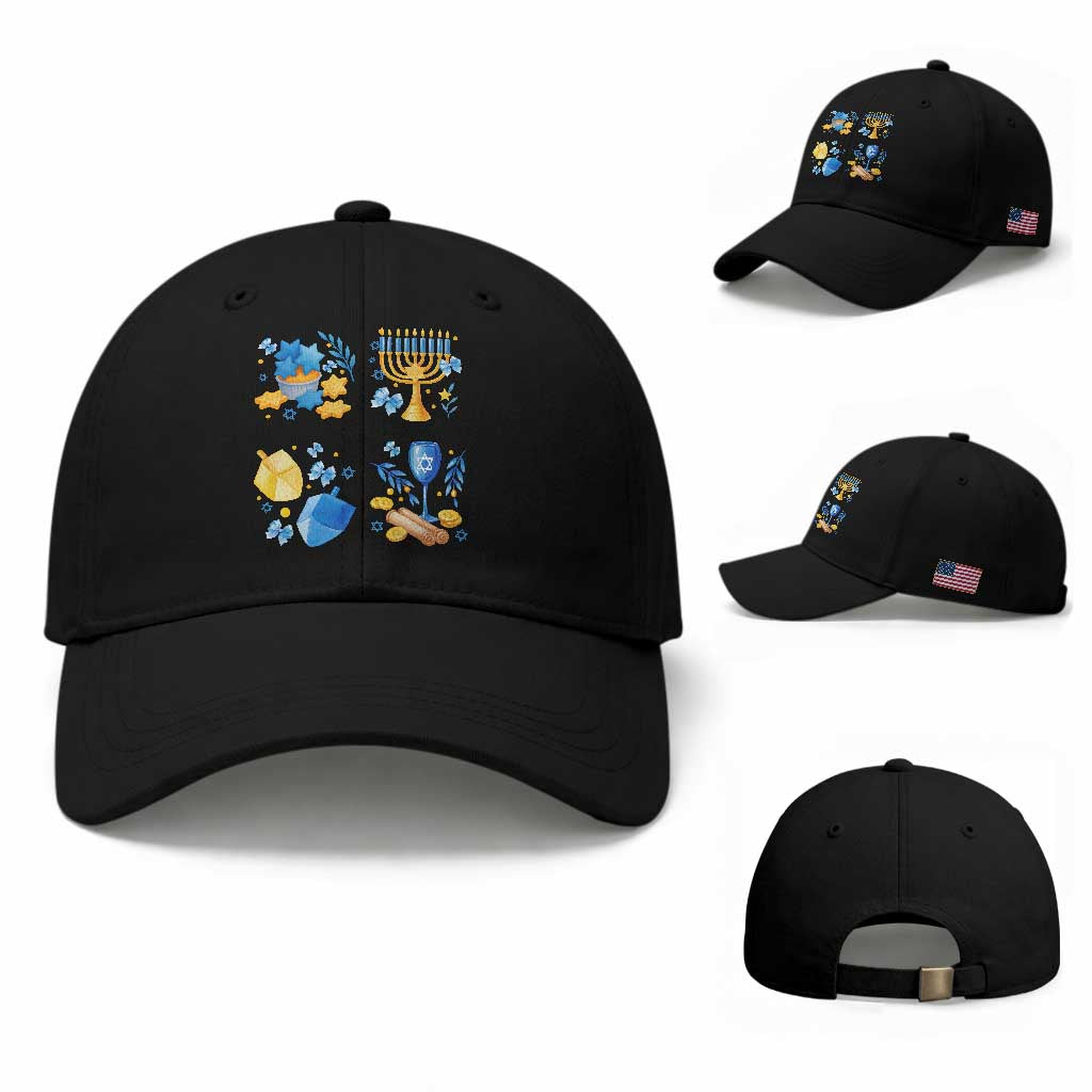 Hanukkah Celebration Baseball Cap Menorah Star Of David Candle Dreidel Gift