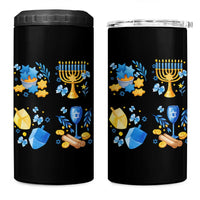 Hanukkah Celebration 4 in 1 Can Cooler Tumbler Menorah Star Of David Candle Dreidel Gift - Wonder Print Shop