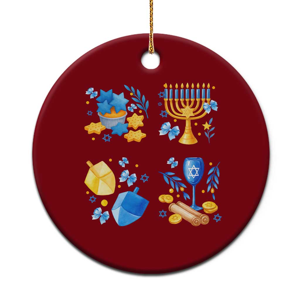 Hanukkah Celebration Ceramic Ornament Menorah Star Of David Candle Dreidel Gift - Wonder Print Shop