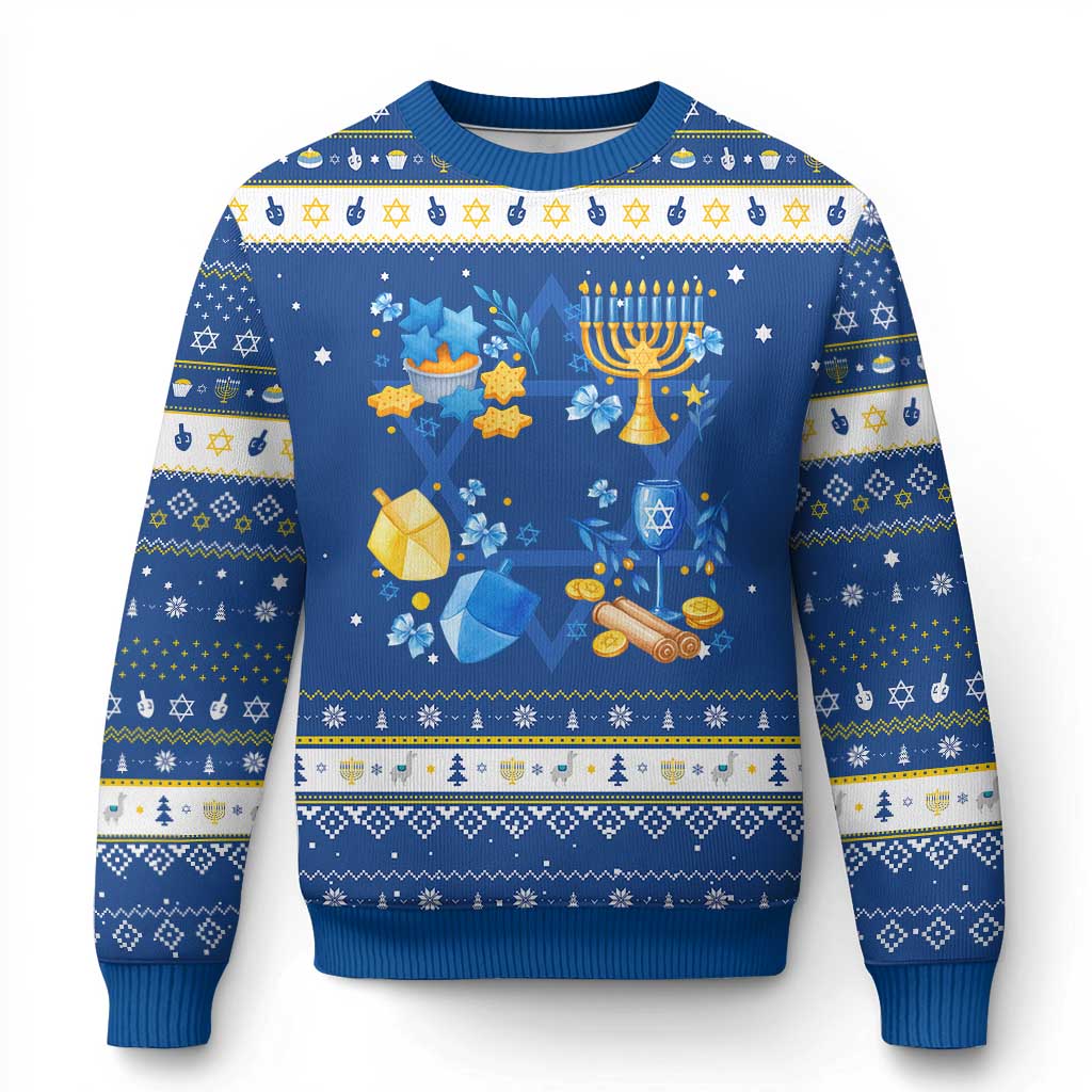 Chanukkah Celebration Hanukkah Ugly Sweater Menorah Star Of David Candle Dreidel Gift - Wonder Print Shop